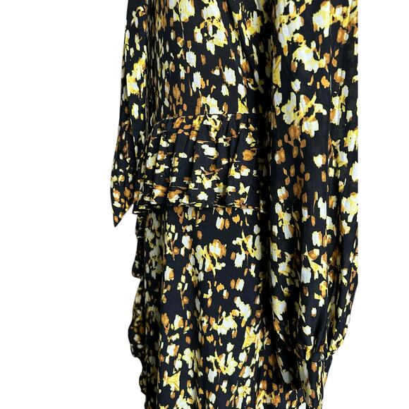 & Other Stories black yellow long sleeves ruffle asymmetrical midi dress size 2 - Picture 11 of 16